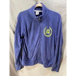 Victoria´s Secret Pink Sweater Womens Medium Blue Logo Long Sleeve‎ Zip Ladies